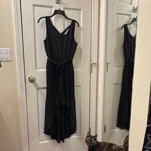 Lily Rose Black Ruched High-Low Cocktail Dress